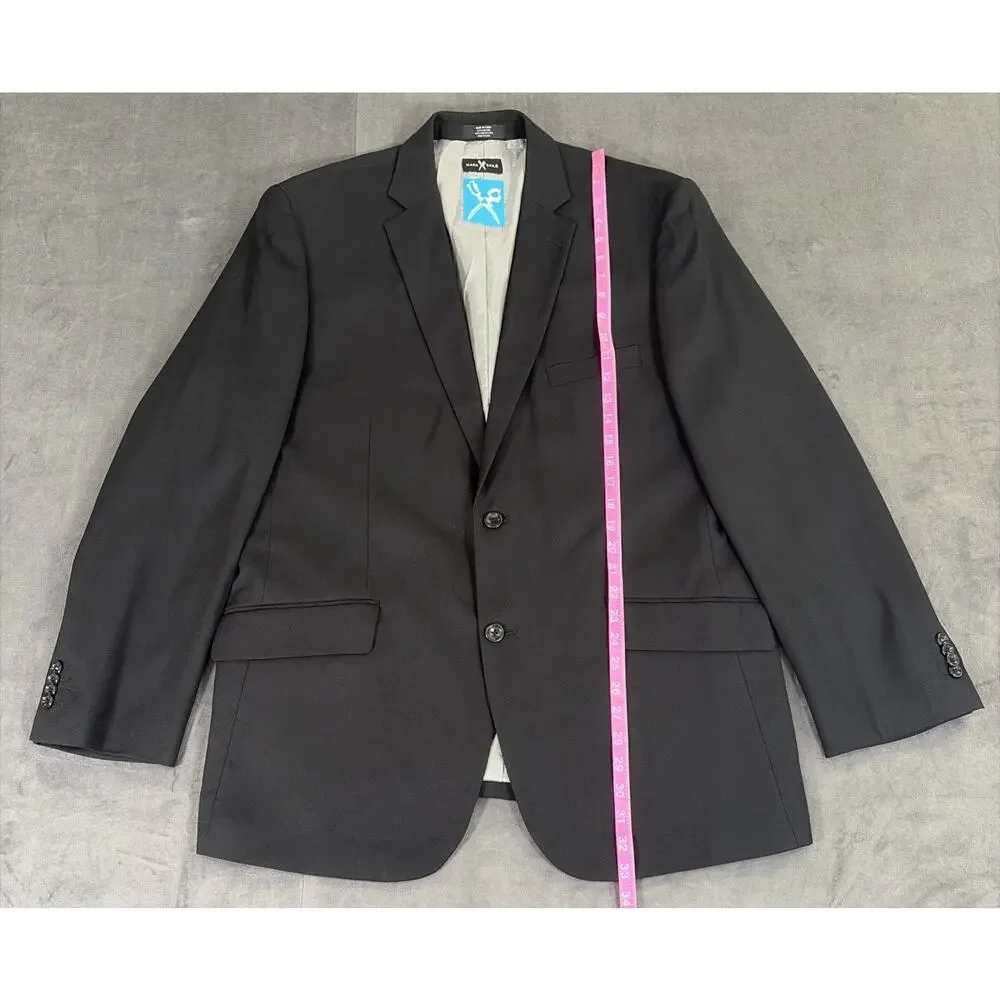 Marc Ecko Suit Black Rayon Polyester Jacket Sport Coat Pants 44R 38Wx29 Chrty